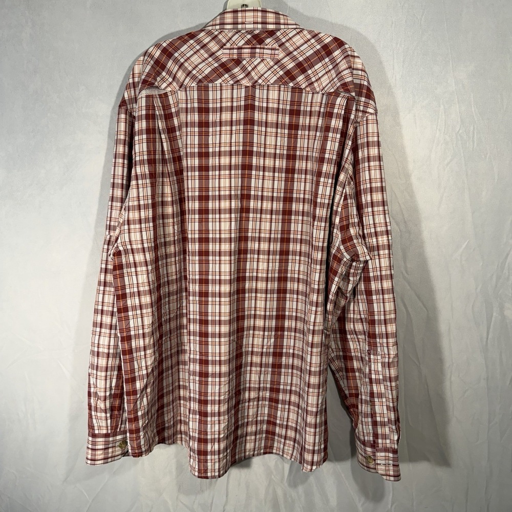 Duluth Trading Shirt Mens 2XL Rust Red Plaid Vented Fishing Hiking Breathable